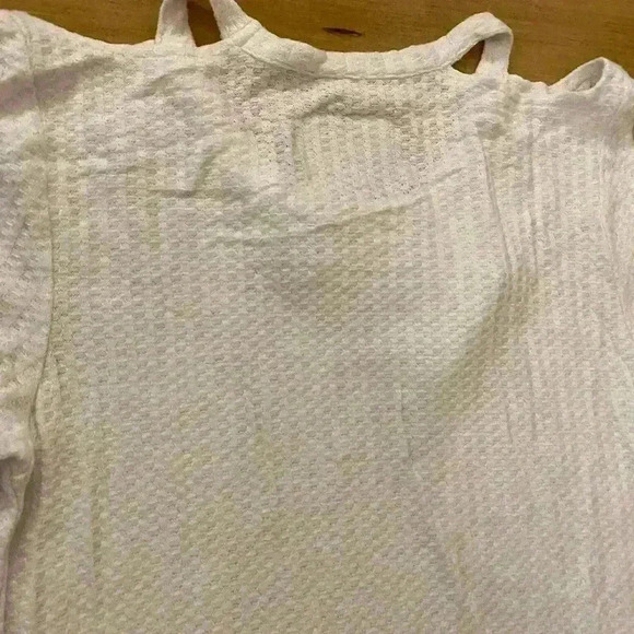 Chaser Womens cold shoulder long sleeve thin waffle print white casual NEW top - Picture 11 of 13